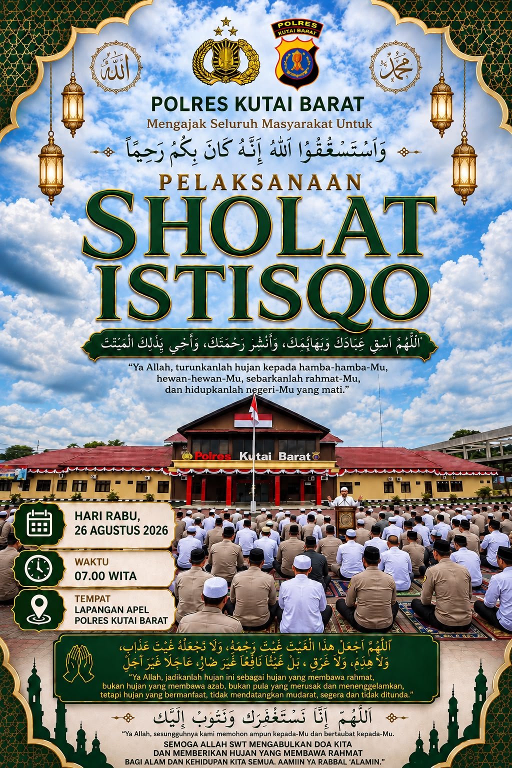 Polres Kutai Barat Ajak Masyarakat Laksanakan Sholat Istisqa, Mohon Turunnya Hujan